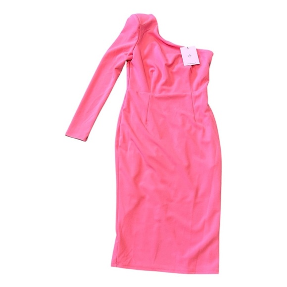 NWT Hello Molly Candyfloss Elegant Pink One-Shoulder Dress - Picture 6 of 8